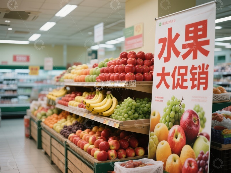 高清大图下载【趣麦麦图】超市水果促销区展示