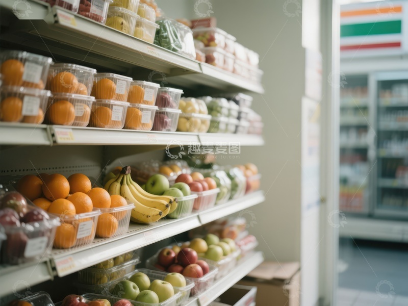 高清大图下载【趣麦麦图】超市货架上的新鲜水果和蔬菜