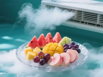 冰雾环绕的水果拼盘