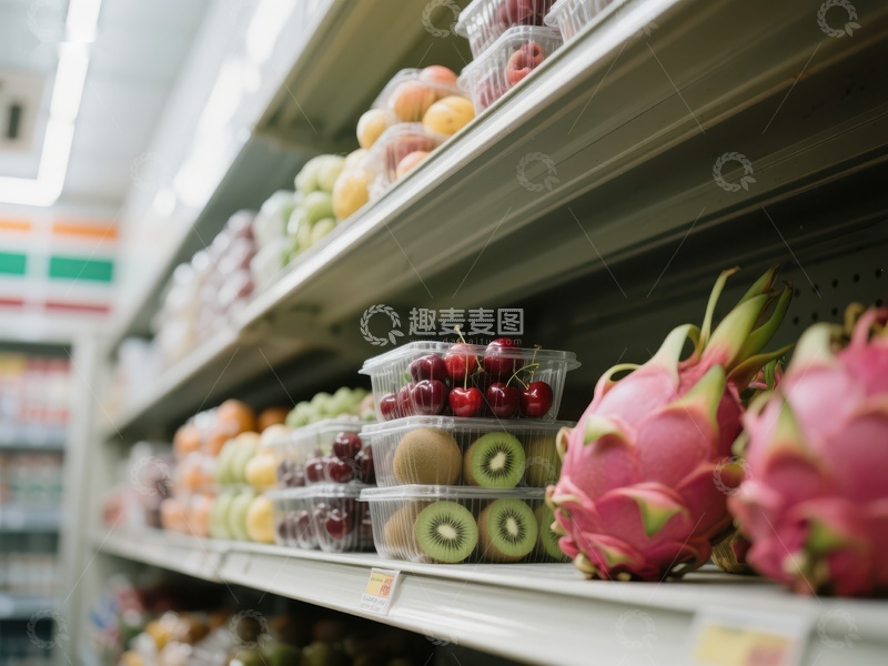 高清大图下载【趣麦麦图】超市货架上的新鲜水果