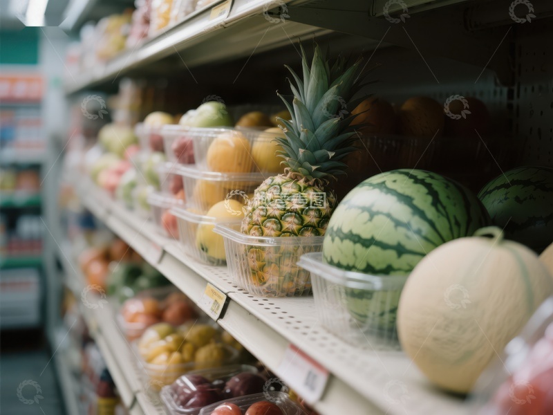 高清大图下载【趣麦麦图】超市货架上的新鲜水果