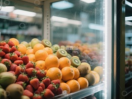 超市冷藏柜中的新鲜水果