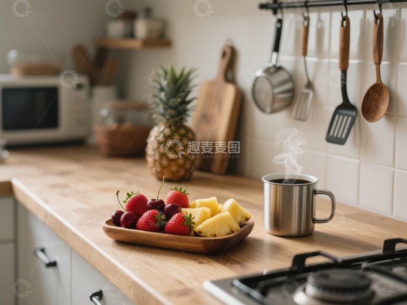 高清大图下载【趣麦麦图】厨房台面早餐布置