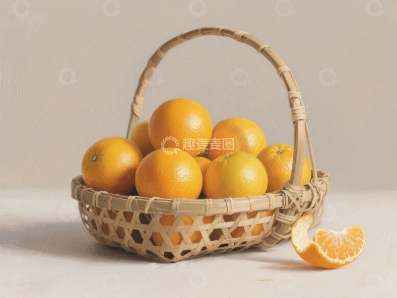 高清大图下载【趣麦麦图】竹篮中的橙子
