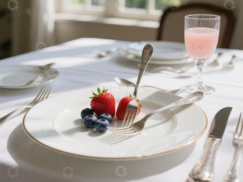 高清大图下载【趣麦麦图】精致餐桌上的水果与餐具