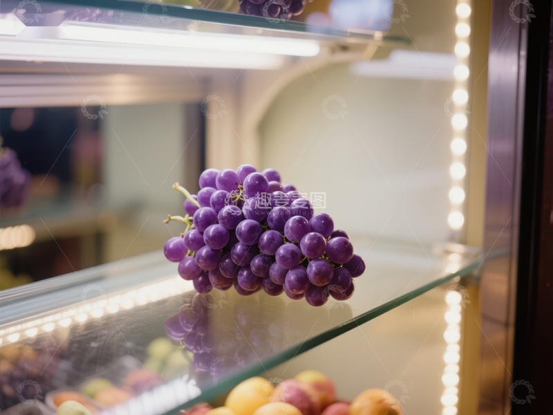 高清大图下载【趣麦麦图】展示柜中的紫色葡萄