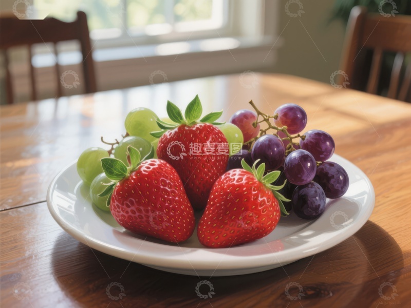 高清大图下载【趣麦麦图】新鲜草莓与葡萄的美味组合