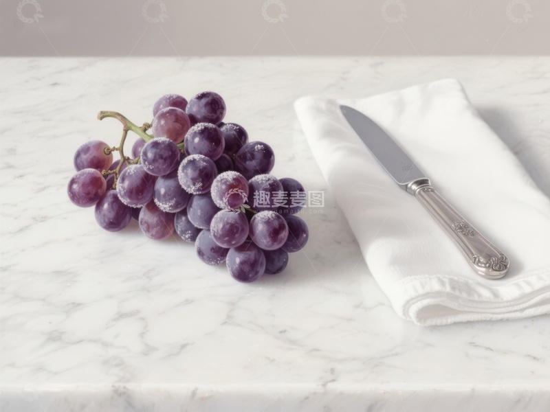 高清大图下载【趣麦麦图】葡萄与刀具静物摆放