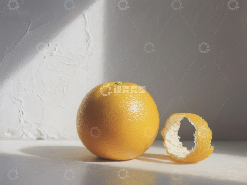 高清大图下载【趣麦麦图】完整与剥开的橙子对比
