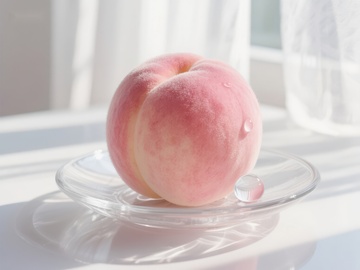 阳光下的新鲜桃子