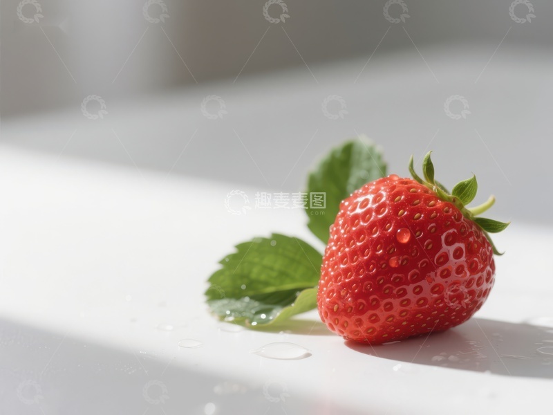 高清大图下载【趣麦麦图】新鲜草莓静置于白色表面