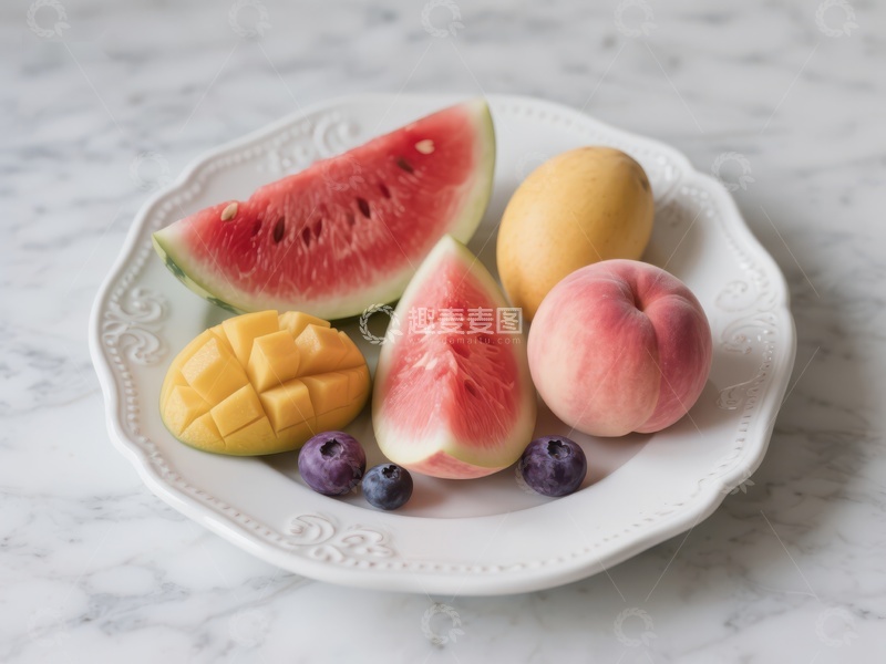 高清大图下载【趣麦麦图】新鲜水果拼盘，色彩缤纷
