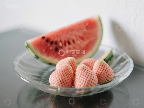 西瓜草莓盘中摆放