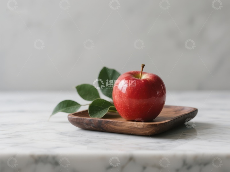 高清大图下载【趣麦麦图】红苹果置于木质托盘上