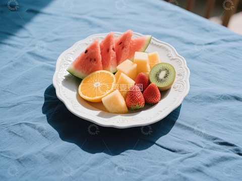 夏日水果拼盘，色彩缤纷