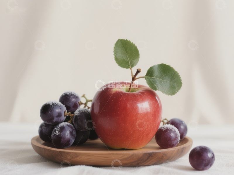 高清大图下载【趣麦麦图】红苹果与葡萄的静物组合