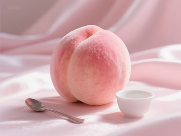 桃子与小碗，粉色布景