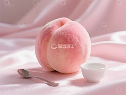 桃子与小碗，粉色布景