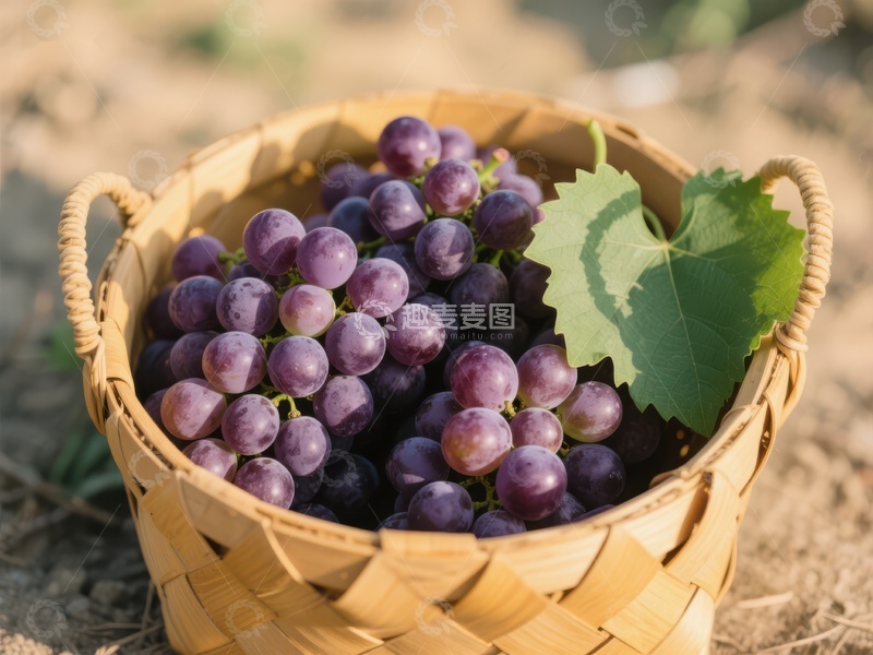 高清大图下载【趣麦麦图】篮子里的紫葡萄
