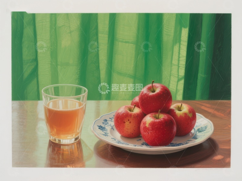 高清大图下载【趣麦麦图】苹果与果汁的静物组合