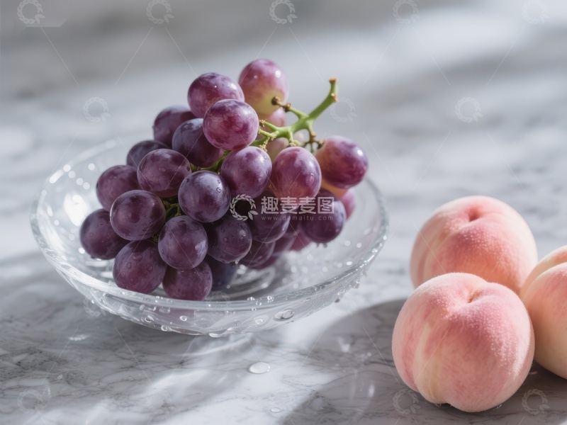 高清大图下载【趣麦麦图】葡萄与桃子的清新组合