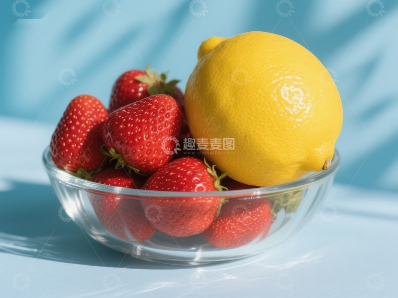 高清大图下载【趣麦麦图】草莓与柠檬的清新组合
