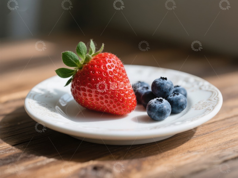 高清大图下载【趣麦麦图】草莓与蓝莓的清新组合