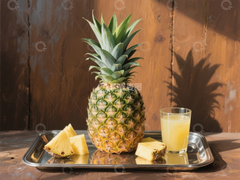 高清大图下载【趣麦麦图】菠萝与果汁的清新组合