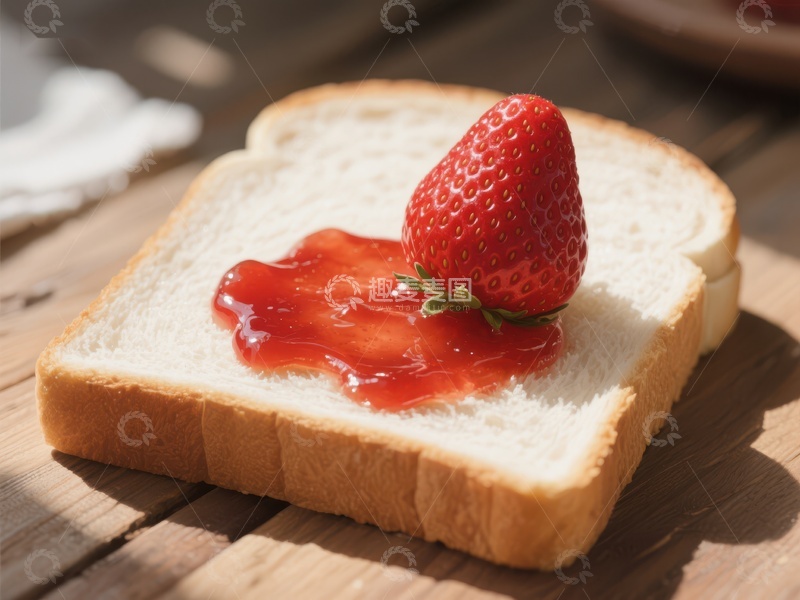 高清大图下载【趣麦麦图】草莓果酱吐司面包