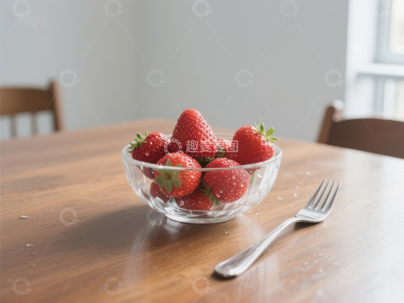高清大图下载【趣麦麦图】玻璃碗中的新鲜草莓
