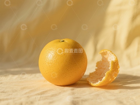 完整与剥开的橙子对比