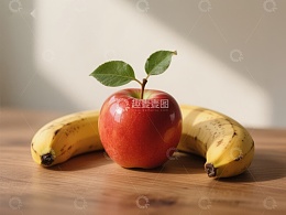 红苹果与香蕉静物组合