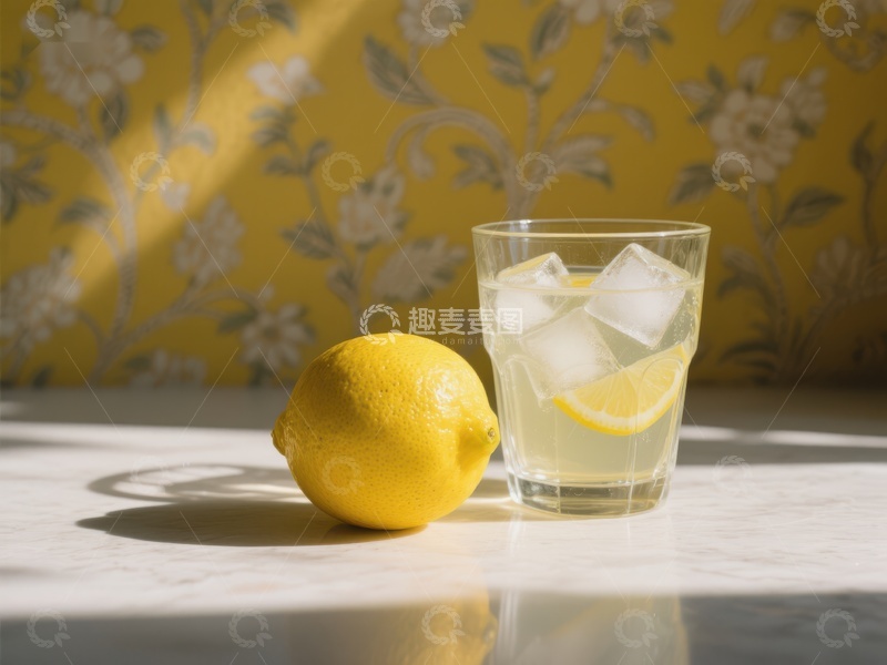 高清大图下载【趣麦麦图】柠檬与冰块饮品静物图