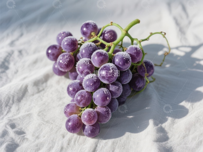 高清大图下载【趣麦麦图】新鲜紫葡萄，阳光下晶莹剔透