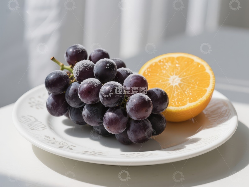 高清大图下载【趣麦麦图】葡萄与橙子的静物组合