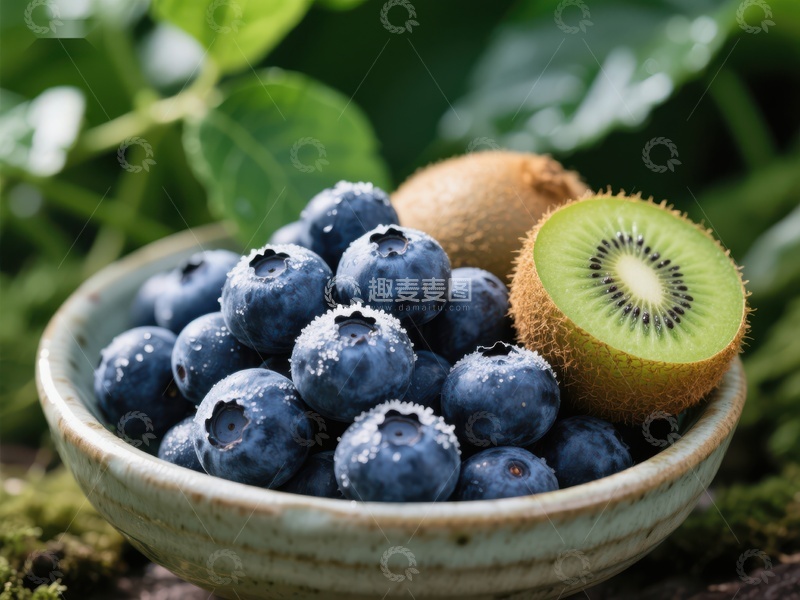 高清大图下载【趣麦麦图】蓝莓与猕猴桃的自然组合