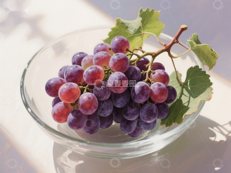 高清大图下载【趣麦麦图】透明碗中的紫葡萄