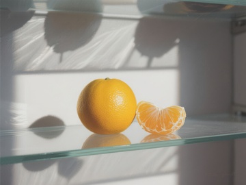 冰箱内的橙子与切片