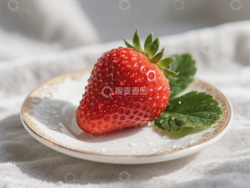 高清大图下载【趣麦麦图】新鲜草莓置于白色碟中