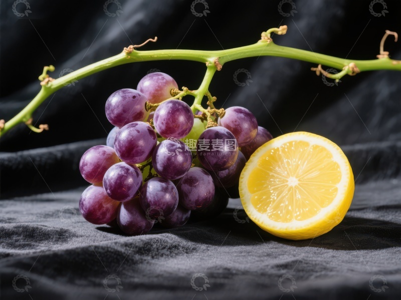 高清大图下载【趣麦麦图】葡萄与柠檬的静物组合