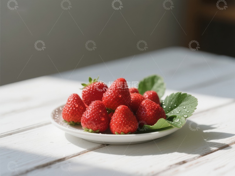 高清大图下载【趣麦麦图】新鲜草莓盘中摆放