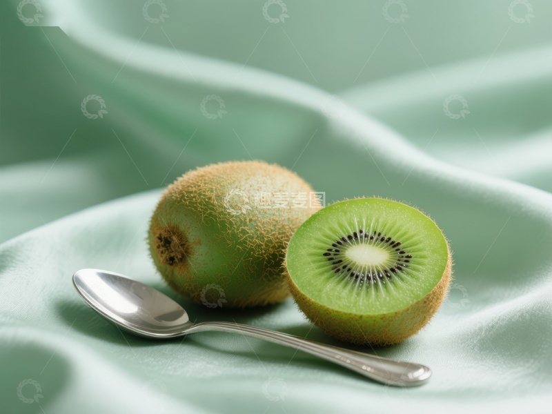 高清大图下载【趣麦麦图】新鲜猕猴桃与银勺静物图