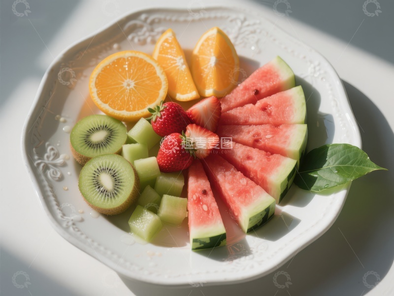 高清大图下载【趣麦麦图】新鲜水果拼盘，色彩缤纷