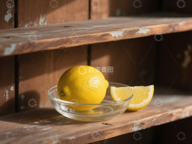 高清大图下载【趣麦麦图】木架上的柠檬与切片