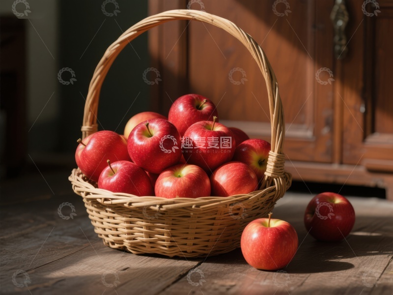 高清大图下载【趣麦麦图】篮子里的红苹果