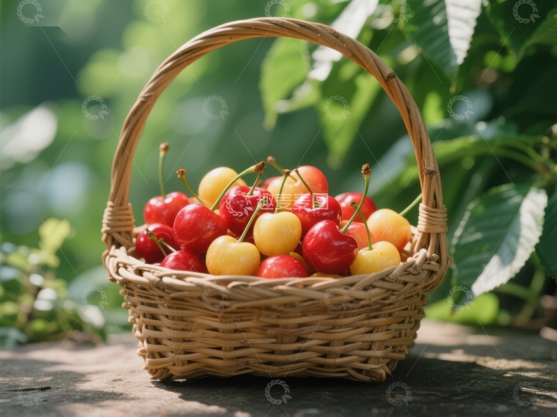 高清大图下载【趣麦麦图】篮子里的樱桃
