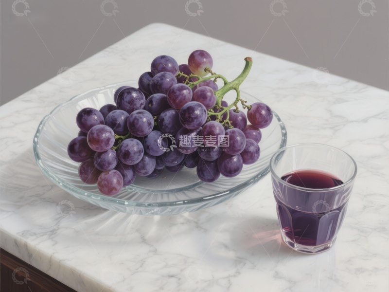 高清大图下载【趣麦麦图】葡萄与果汁的静物组合