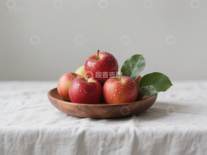 高清大图下载【趣麦麦图】木碗中的红苹果