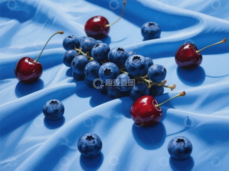 高清大图下载【趣麦麦图】蓝莓樱桃静物图