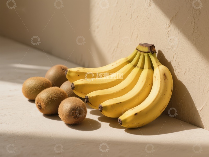 高清大图下载【趣麦麦图】香蕉与猕猴桃的静物组合